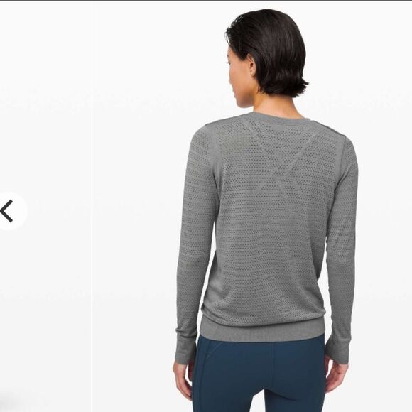 Lululemon Breeze By Long sleeve Perforated Top Slate Grey Size 6 - Picture 8 of 9